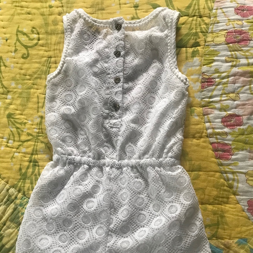 Girls white crochet romper